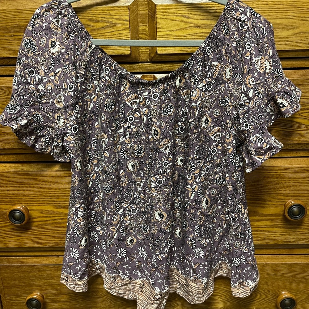 CUTE WOMENS JUNIORS KNOX ROSE PURPLE FLORAL TOP SIZE XXL NEW WITH TAG